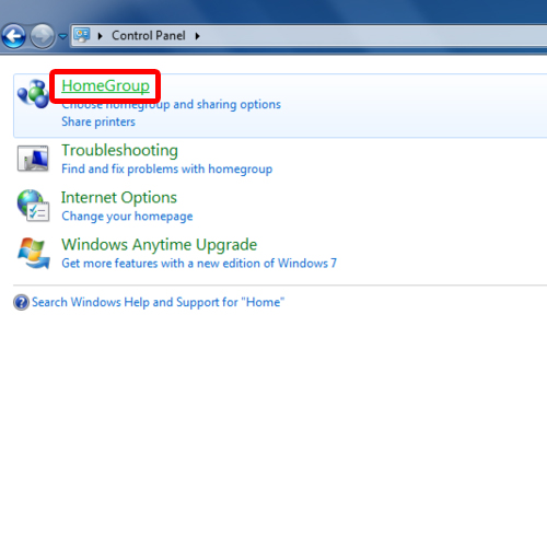 Accessing the Home Group option