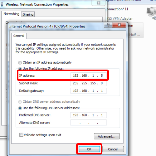 altering the ip address