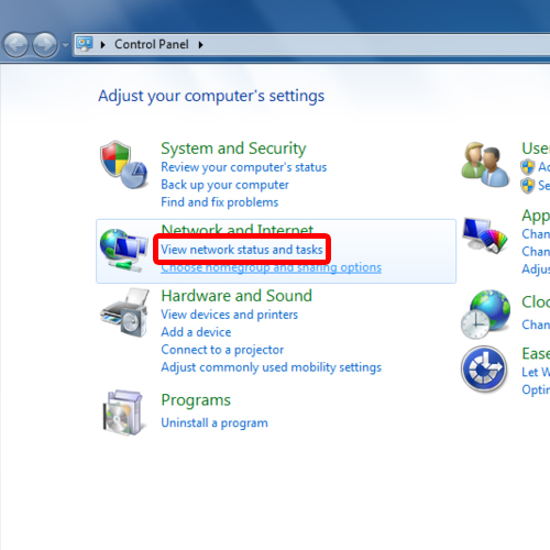 check ethernet status in windows 7