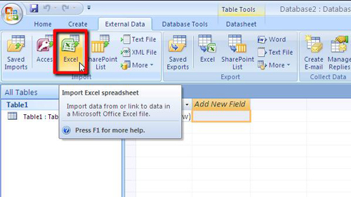 The dedicated Excel import button