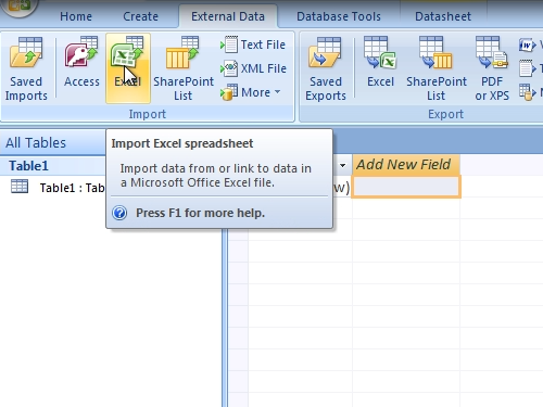 Import Excel spreadsheet