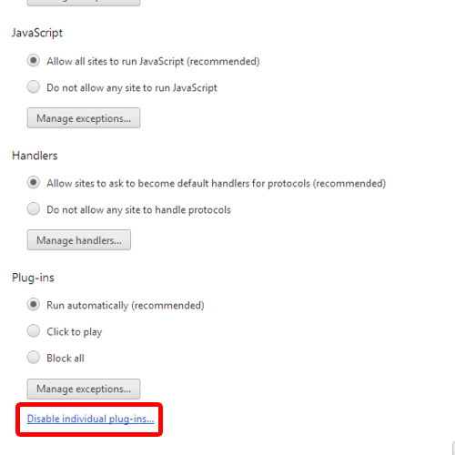 Disabling Individual Plug-ins