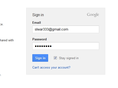 Sign in to the Google account