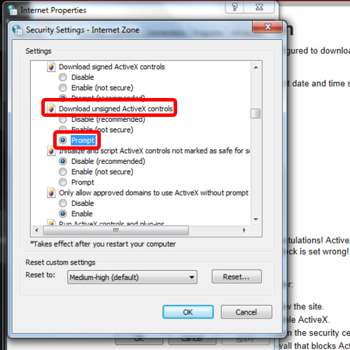 Prompt when updating unsigned ActiveX controls