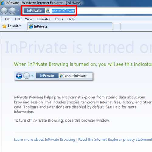 Go to inprivate browsing window