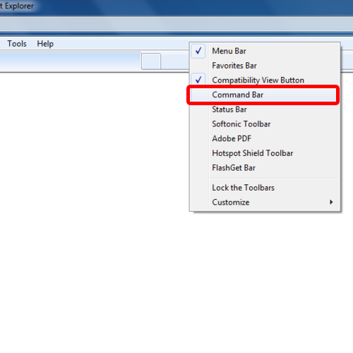 internet explorer command bar