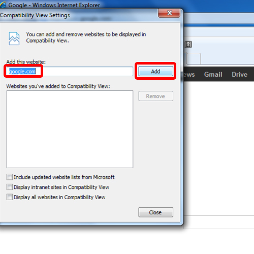 how to change compatibility view on internet explorer