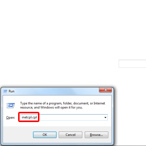 Use run command to open Internet Properties