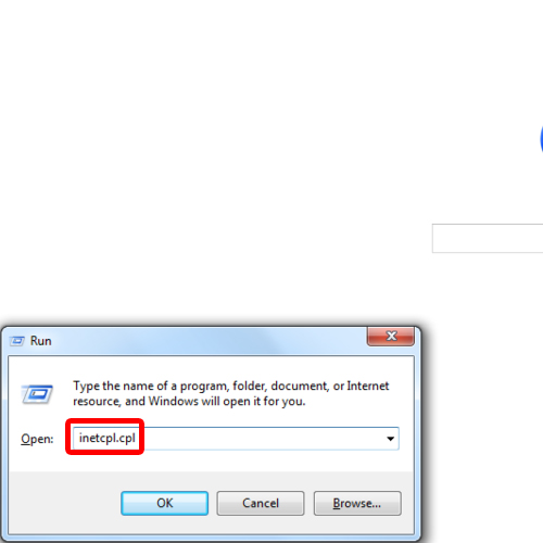 Open Internet Properties with run command