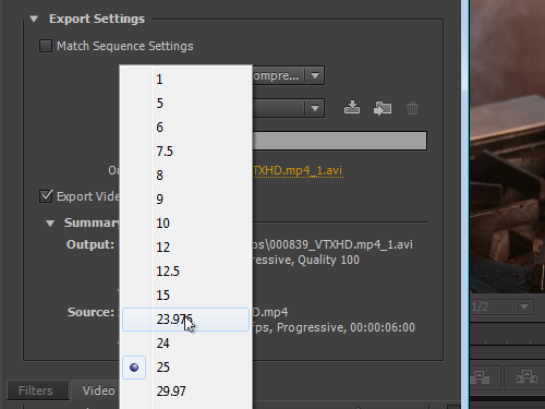 convert 30fps to 25fps adobe premiere