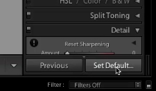 option+click on set default to save settings