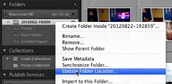 select update folder location in lightroom