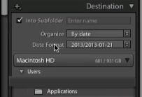 organize by date and select the particular format