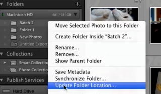 right-click on the folder and select “Update Folder Location”