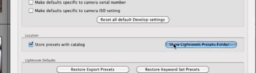 Click Show Lightroom Presets Folder