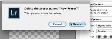 how to delete presets on lightroom
