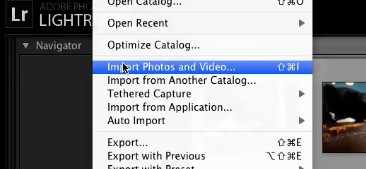 choose the import photo and video option