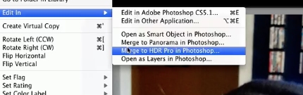 select Merge to HDR pro in Photoshop...