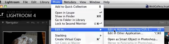 photo > edit in > edit in adobe photoshop