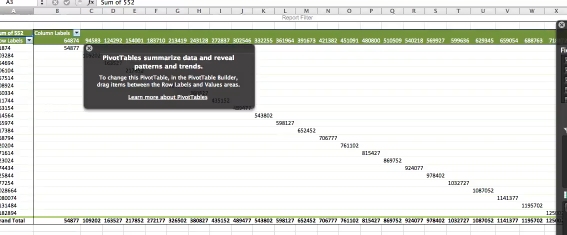 A data table will now be displayed