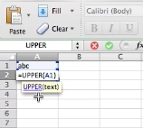 type in “=uper(A1)”
