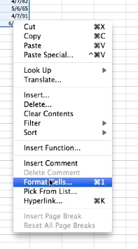 right click and select format cells