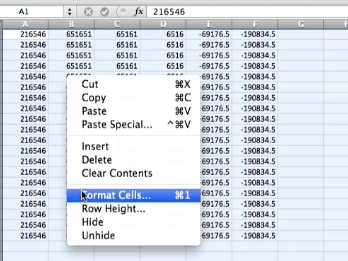 Right click and select format cells