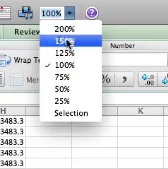 select the percentage that you want to zoom into the spreadsheet