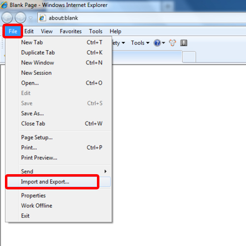 Click on Import and Export Option