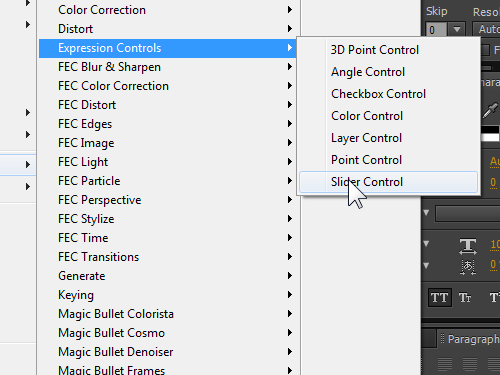 Select the Slider Control option