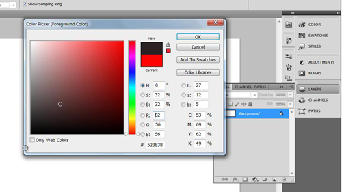 Selecting the background fill color