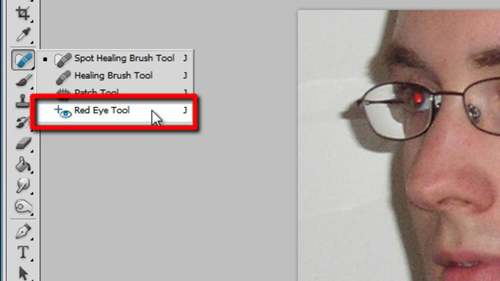 Selecting the Red Eye Tool