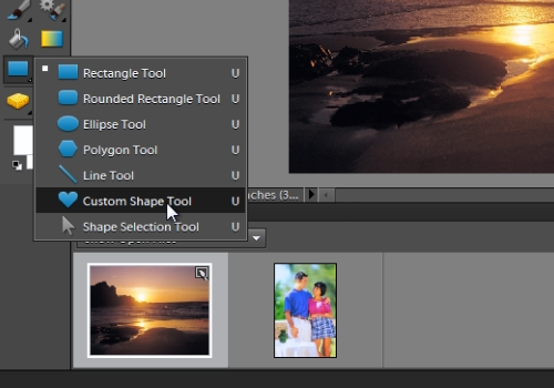 choose “Custom Shape Tool”