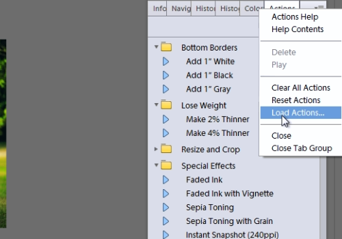 press “Load actions”