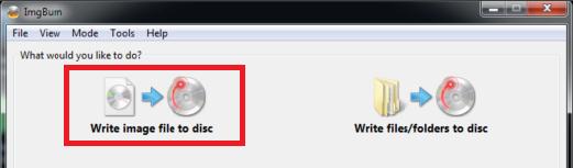 “Write image file to disc” button