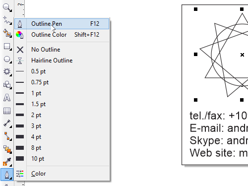 Open the Outline Pen options dialog box