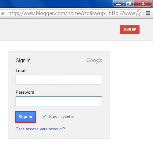 Login to Blogger using Gmail ID and password