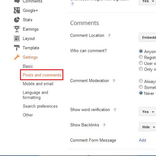 Change your posts and comments settings