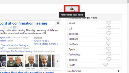 Opening Google News settings