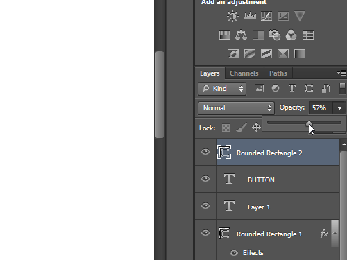 Set the opacity of the created rectangle with the slider