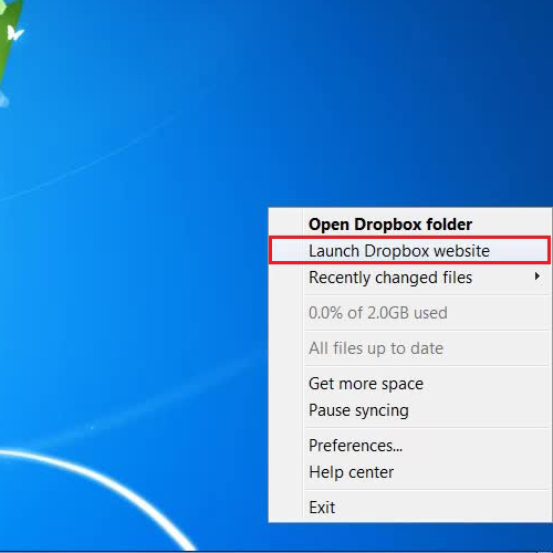 Launch dropbox website