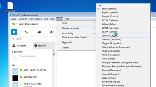 how to change languages in skype