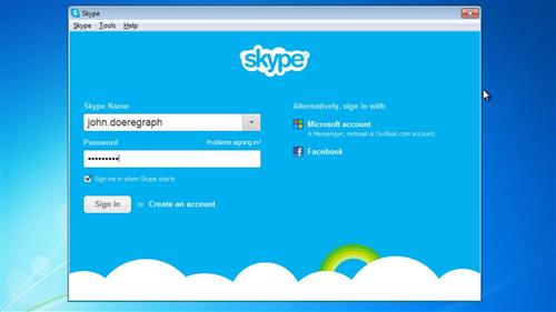 Signing into Skype