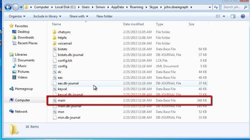 how to open skype main.db file