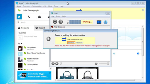 Allowing Evaer to access Skype