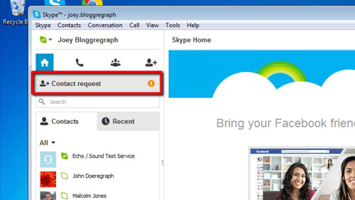 where do contact request show up on skype for mac