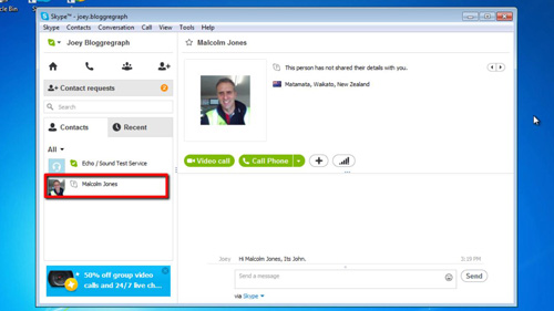 how to send contact request on skype windows 10