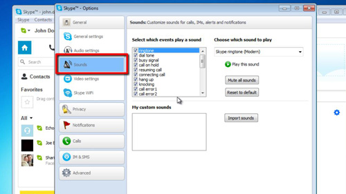 play sounds through skype