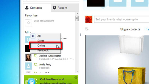 Opting to view only online contacts