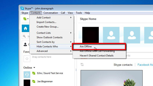Opting to hide offline contacts